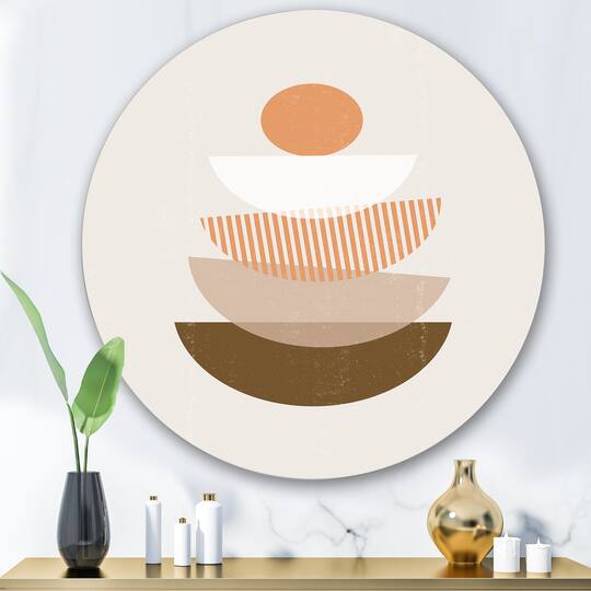 Designart - Abstract Sun & Moon Geometrics In Terracotta I